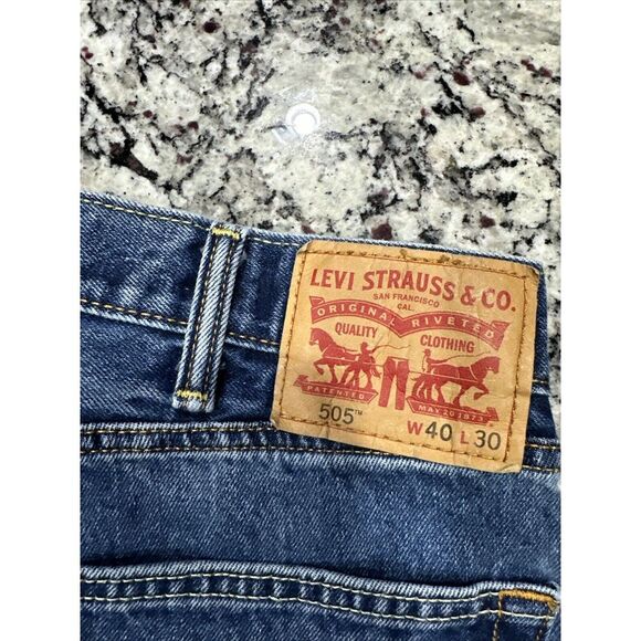 Levi's‎ Men's Straight Jeans Blue Cotton 40x30 505 Original Fit Jeans 2nd - Picture 3 of 10
